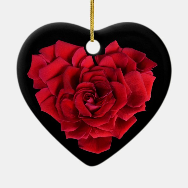 Red Rose Heart Julgransprydnad Keramik (Baksidan)