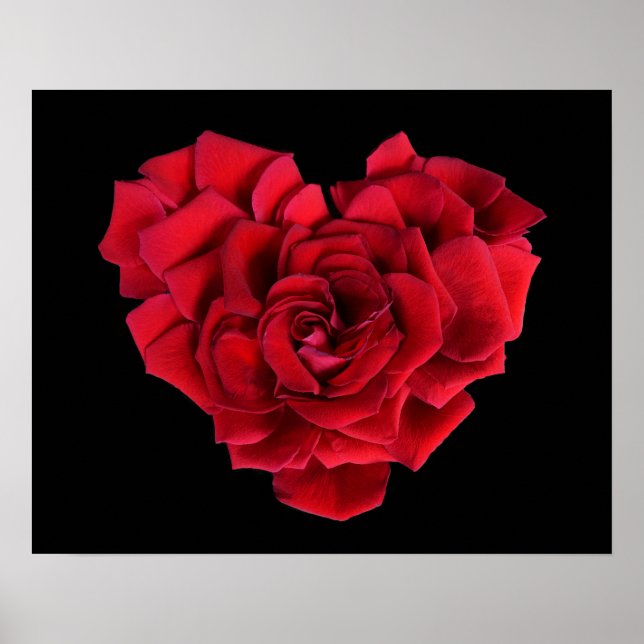 Red Rose Heart on Black Poster (Framsidan)