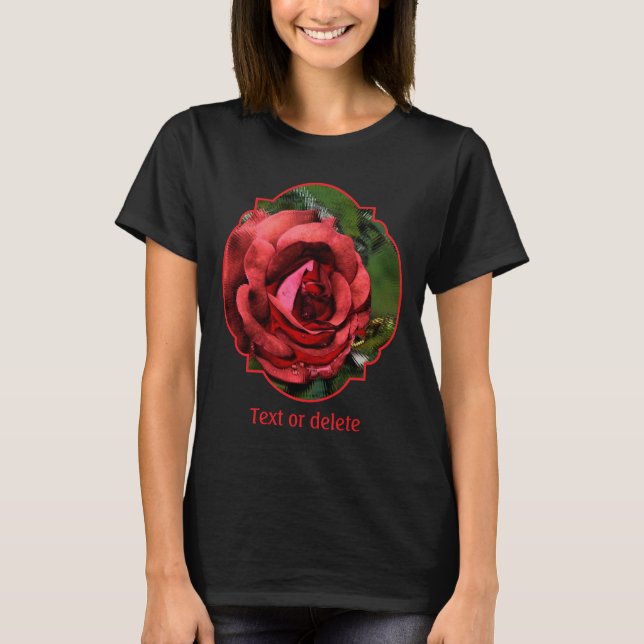 Red Rose In Bloom Abstract Art  T Shirt (Framsida)