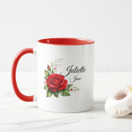 Red Rose Monogram Mug – June Birth Flower Mugg