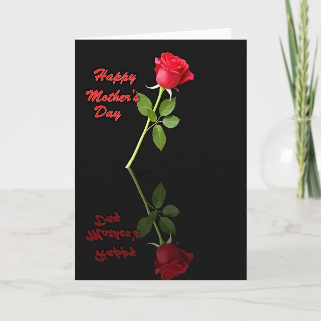 Red Rose Mothers Day Reflection Card Kort (Framsida)