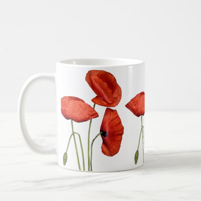 „Red Rose Mug – Elegant Floral Coffee Cup“ Kaffemugg (Vänster)