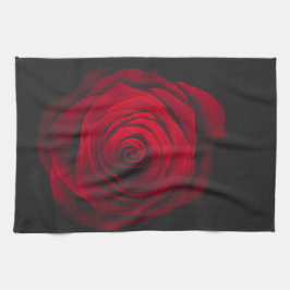 Red rose on black background vintage effect kökshandduk