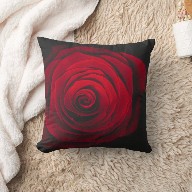 Red rose on black background vintage effect kudde (Filt)