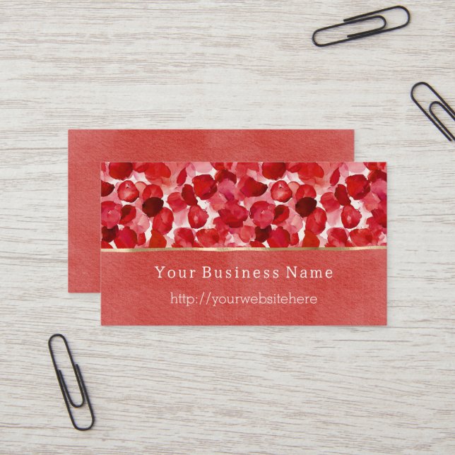 Red Rose Petals Floral Business name website Visitkort (Fram/Back In Situ)