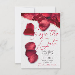 Red Rose Petals Save the Wedding Date Invitation Inbjudningar