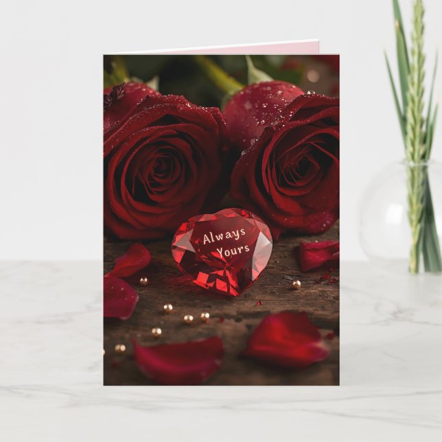  Red Rose Romantic Valentine Love Greeting Card Kort (Framsida)