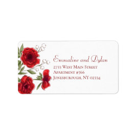 Red Rose Romantic Wedding Address Labels Adressetikett