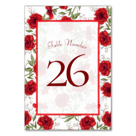 Red Rose Romantic Wedding Bordsnummer