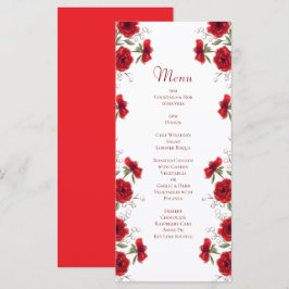 Red Rose Romantic Wedding Menus Meny
