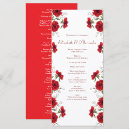 Red Rose Romantic Wedding Programs Meny
