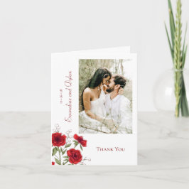 Red Rose Romantic Wedding Thank You Cards Photo Inbjudan