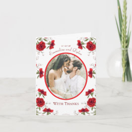 Red Rose Romantic Wedding Thank You Cards Photo Inbjudan
