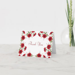 Red Rose Romantic Wedding Thank You Note Card Inbjudan