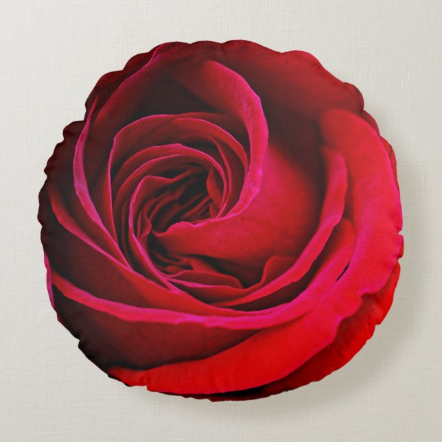 Red Rose Round Throw Pillow Rund Kudde (Framsidan)