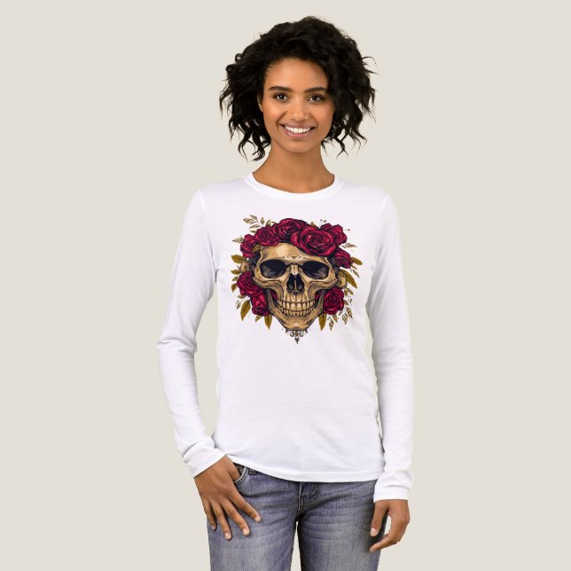 Red Rose Skull | Gothic Halloween Tee (Hel framsida)