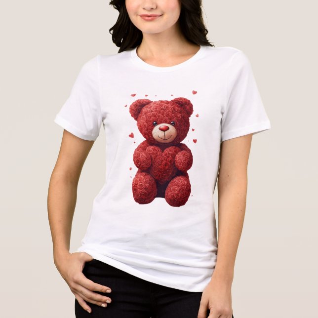 “Red Rose Teddy Bear – Cute Valentine Gift for Her T Shirt (Framsida)