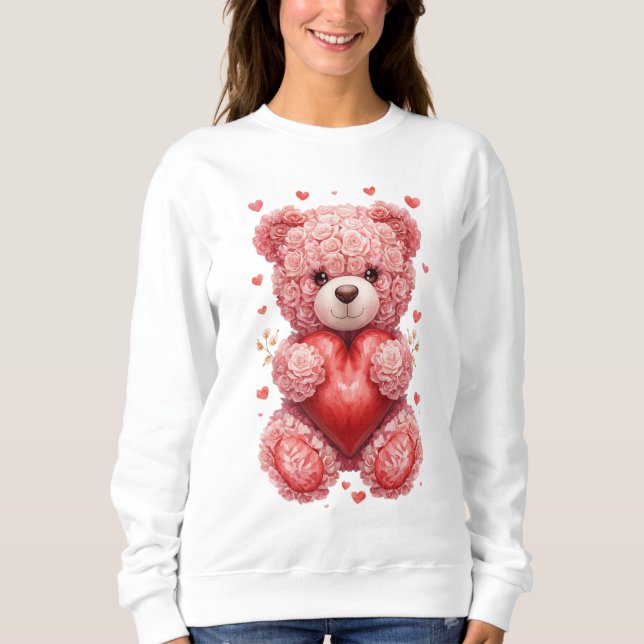 “Red Rose Teddy Bear – Cute Valentine Gift for Her T Shirt (Framsida)