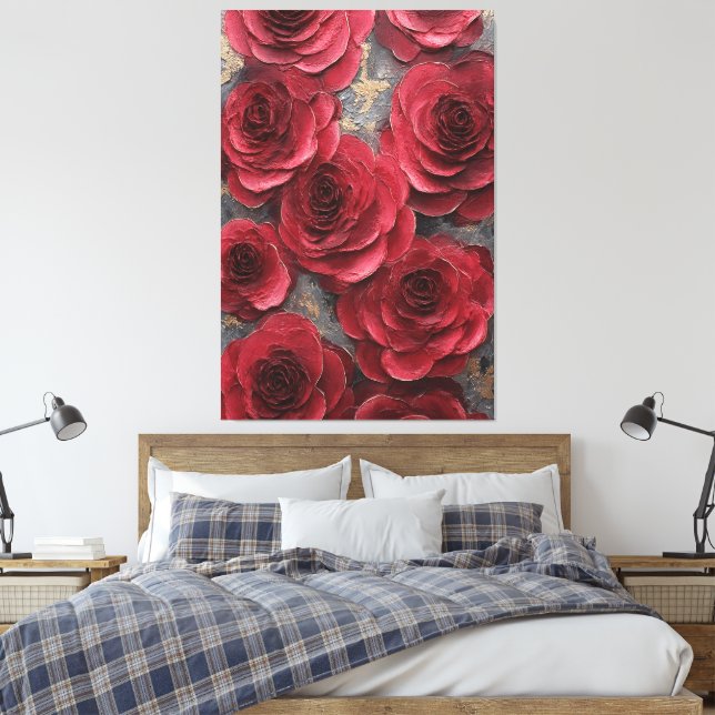 Red Rose Texture Abstract Wall Art Canvastryck (Insitu (sovrum))
