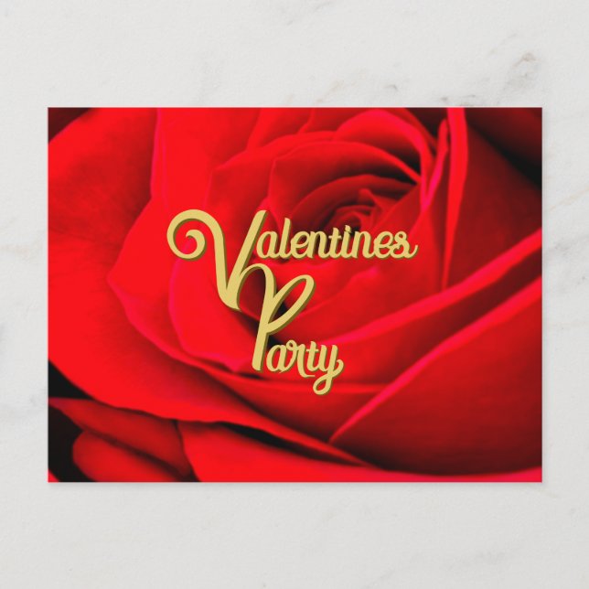 Red Rose Valentines Party Postcard Vykort (Framsida)