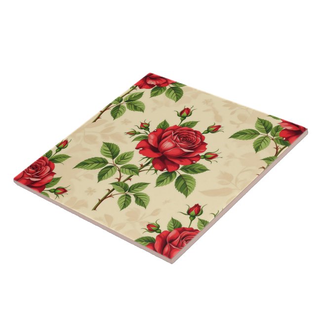 Red rose vintage pattern kakelplatta (Sidan)