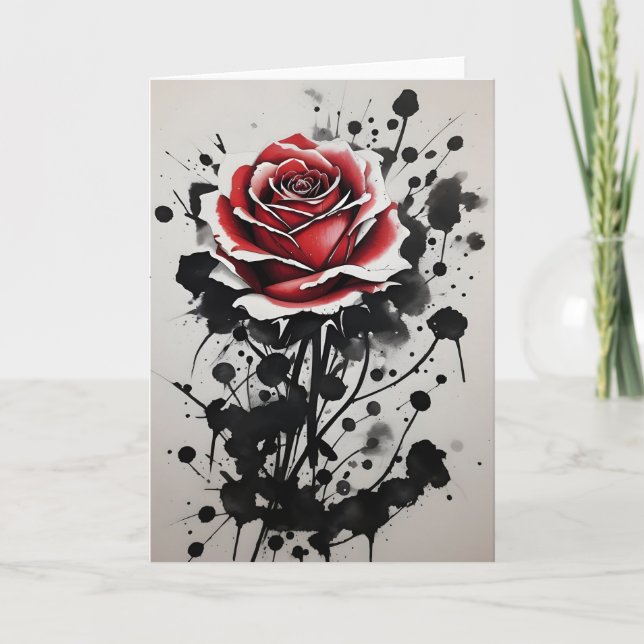 Red Rose - Watercolor flowers Kort (Framsida)