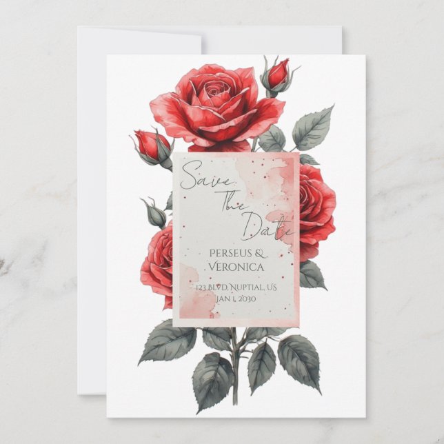 Red Rose Wedding Invitation Inbjudningar (Framsida)