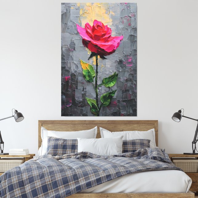 Red Rose with Stem Texture Abstract Wall Art Canvastryck (Insitu (sovrum))