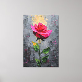 Red Rose with Stem Texture Abstract Wall Art Canvastryck