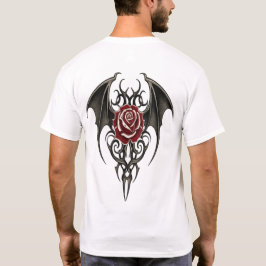 Red Rose with Tribal Wings T Shirt