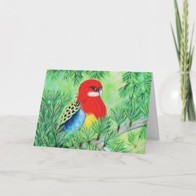 Red Rosella Bird Painting Kort (Framsida)