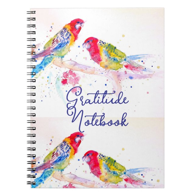Red Rosella Parrot Parrots Birds Gratitude Journal Anteckningsbok (Framsidan)
