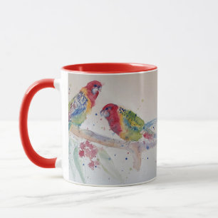 Red Rosella Parrot Watercolor Painting Mugg