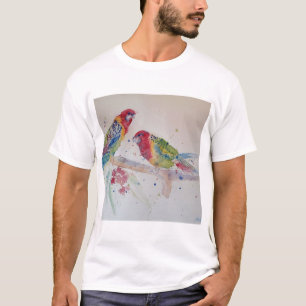 Red Rosella Parrot Watercolor Painting T Shirt