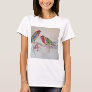 Red Rosella Parrot Watercolor Painting T Shirt