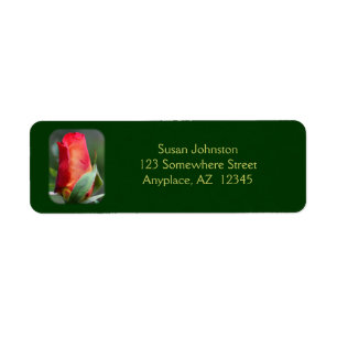 Red Rosenknopp Flower Address Label Returadress Etikett