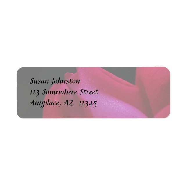 Red Rosenknopp Raindrops Flower Address Label Returadress Etikett (Framsidan)