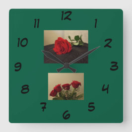 Red Roses Acrylic Wall Clock Fyrkantig Klocka