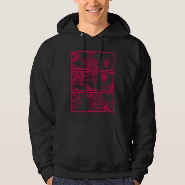 Red Roses Aesthetic Clothing Soft Grunge Soft Goth Hoodie (Framsida)