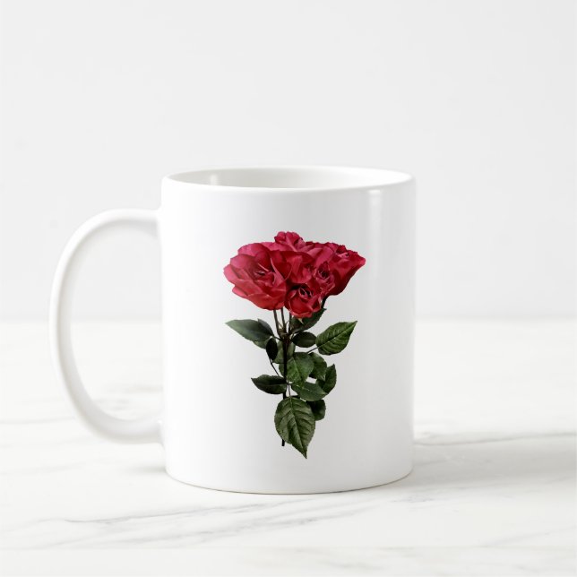 Red Roses and Leaves Kaffemugg (Vänster)