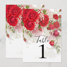 Red Roses & Babys Breath Elegant Floral Wedding  Inbjudningar