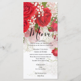 Red Roses & Babys Breath Elegant Floral Wedding  Meny