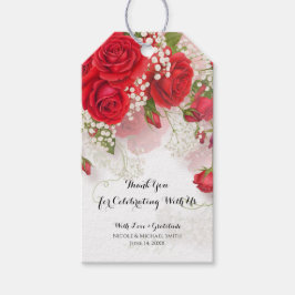Red Roses & Babys Breath Elegant Floral Wedding  Presentetikett