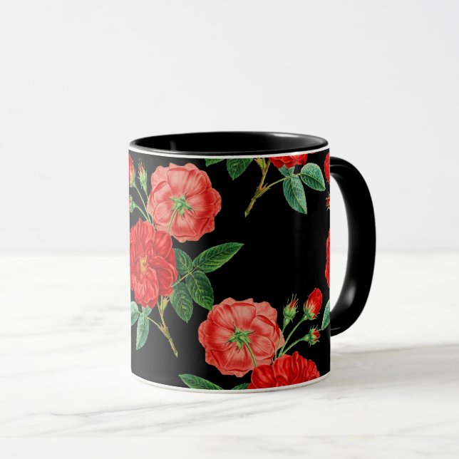 Red Roses, Black Background, Mugg (Framsida höger)
