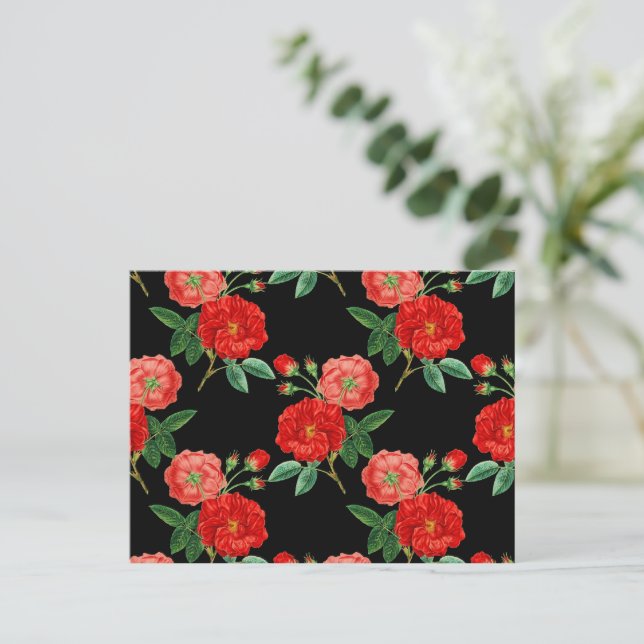 Red Roses, Black Background, Vykort (Stående Fram)