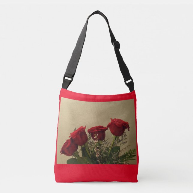 Red Roses Crossbody Handbag Axelväska (Framsida)