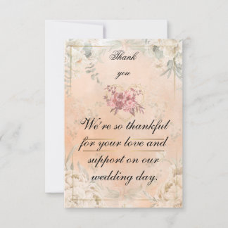 Red Roses flat Thank You Card Tack Kort