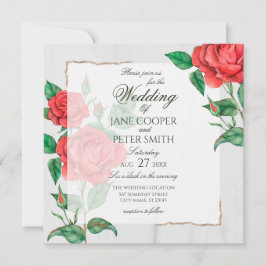 Red Roses floral Wedding Invitation Inbjudningar