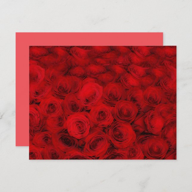 Red Roses Flower Art Bouquet Note Card Set Anteckningskort (Fram/baksida)