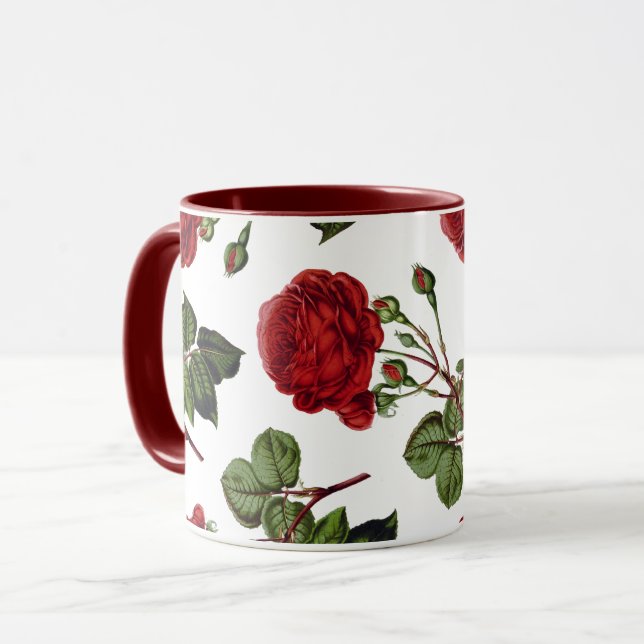 Red Roses Pattern Mugg (Framsida vänster)